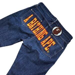 34" Waist L Bape Spellout Embroidered Jeans